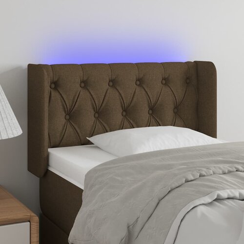 vidaXL LED posteljno vzglavje temno rjavo 83x16x78/88 cm blago Cene