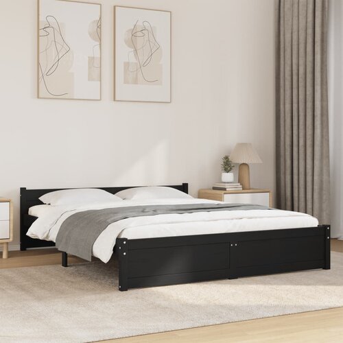 Furnova Posteljni okvir črn iz trdnega lesa 150x200 cm, (21939793) Slike