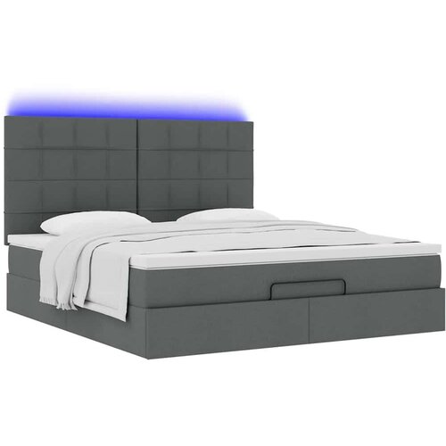 VidaXL Otomanski krevet s madracem i LED tamnosivi 160x200cm tkanine Slike