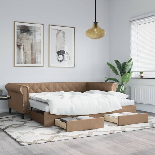  Dnevni krevet na razvlačenje cappuccino 90x200 cm umjetna koža Cijene
