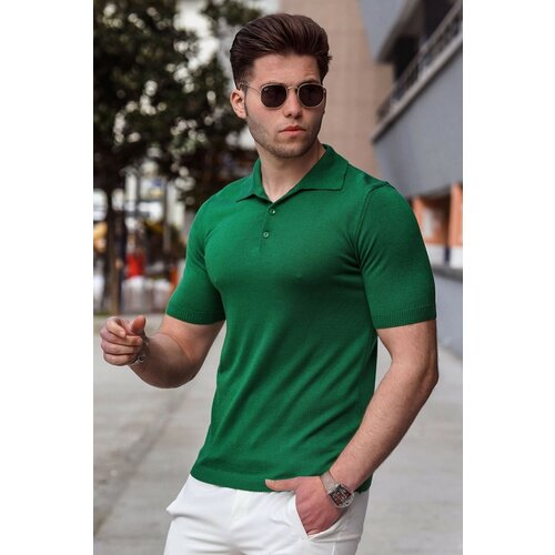 Madmext Men's Green Polo Neck Knitwear T-Shirt 5078 Cene