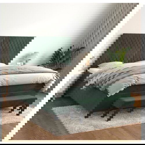 VidaXL Box spring postelja z vzmetnico temno zelena 140x200 Slike