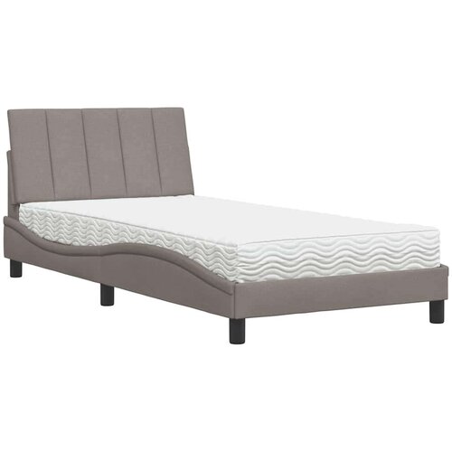  Krevet s madracem smeđesivi 100 x 200 cm od tkanine Slike