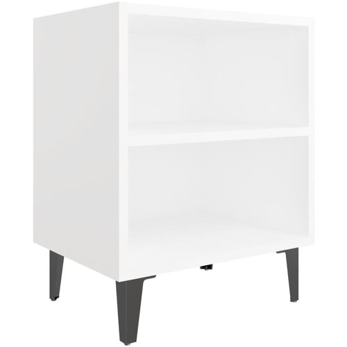 Maison Chic Nočna omarica - Nočna miza s kovinskimi nogami bela 40x30x50 cm, (21689244) Cene