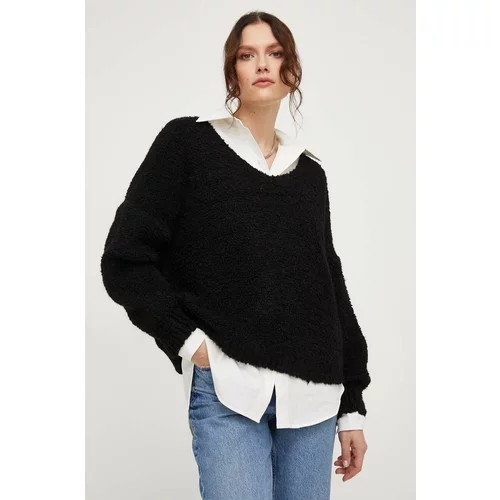 Answear Lab Vuneni pulover boja: crna, lagani