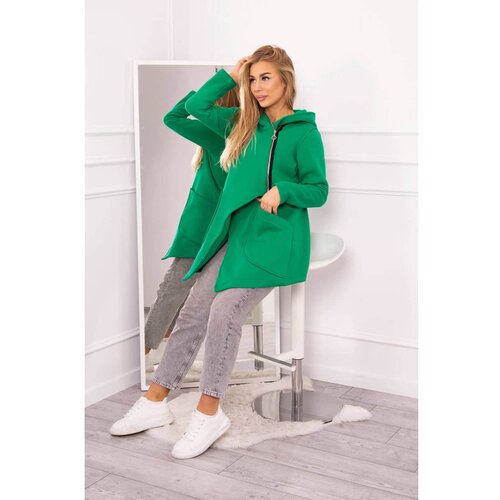 Kesi Insulated sweatshirt with an asymmetrical zipper light green Slike