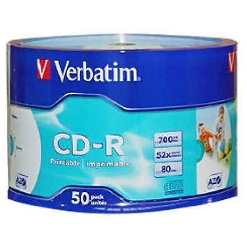 Verbatim CD-R PRINTABLE 700MB 52X 43794/WRAP 50/600 disk Cene