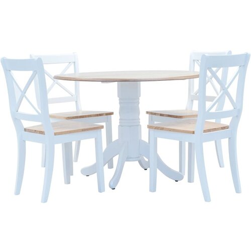  Jedilna garnitura 5-delna iz trdnega kavčukovca bela in rjava Cene