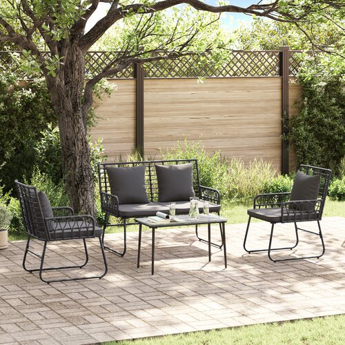 VidaXL Vrtni set za objed 3 pcs Crna, Antracit 113 x 69 x 83 cm Slike