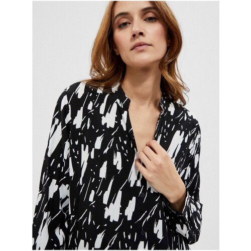 Moodo White-Black Women's Patterned Shirt - Women Cene