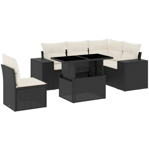 Maison Chic Seti vrtnega pohištva - Vrtna garnitura - Vrtni pohištvo set 6-delna z blazinami črna poli ratan, (21804245) Cene