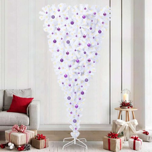  Umestno božično drevo med 300 LED Bela 240 cm PVC in jeklo, (5000111378) Slike