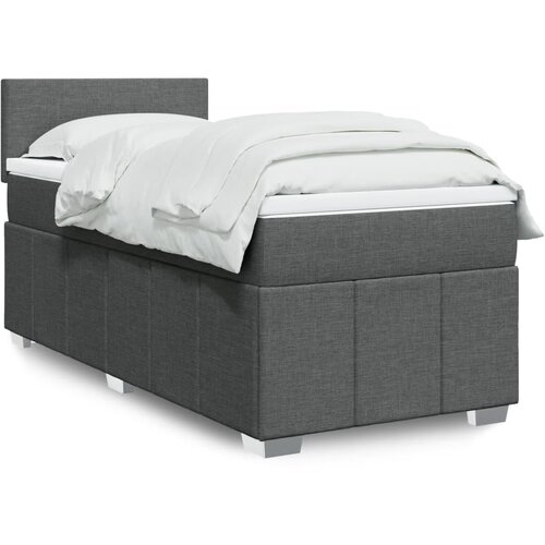 vidaXL Box spring postelja z vzmetnico temno siva 90x200 cm blago Cene