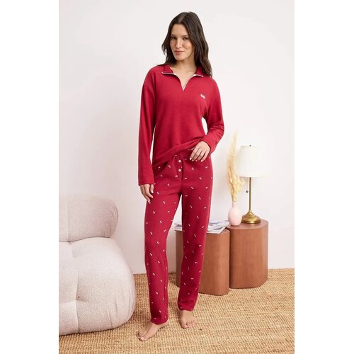TRENDYOLMILLA Ženski set pidžame Thmaw26Pt00186, Bordo Cene