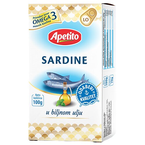 APETITO sardina u biljnom ulju 100g Slike