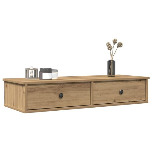 vidaXL Stenska polica s predali artisan hrast 100x37,5x19 cm inž. les Cene