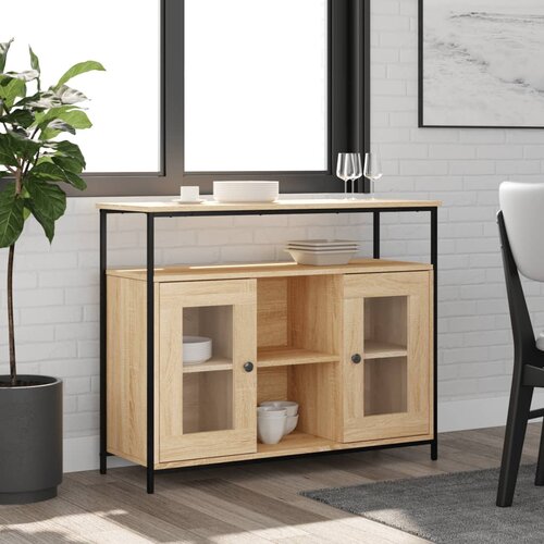 vidaXL Komoda sonoma hrast 100x35x80 cm inženirski les Cene