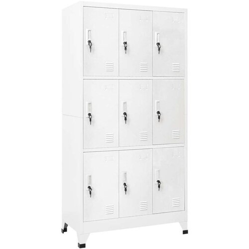 Ormarić s ključem i 9 pretinaca čelični 90 x 45 x 180 cm sivi Slike