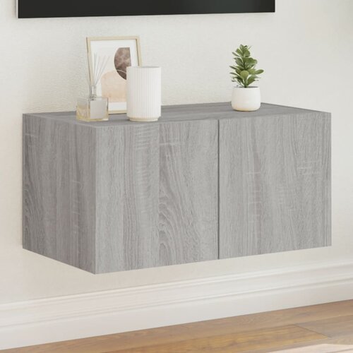  The Living Store Stenska TV omarica z LED lučkami siva sonoma 60x35x31 cm - TV Stenska Omarica, (21555849) Slike