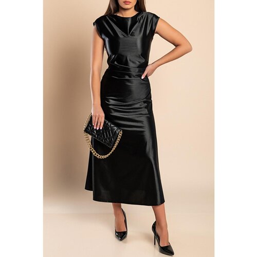 Fenzy Midi Haljina Od Imitacije Satena, Crna Cijene