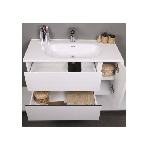 Hanah home Kupatilski ormarić sa umivaonikom i ogledalom (2 komada) Linear Bianco Slike