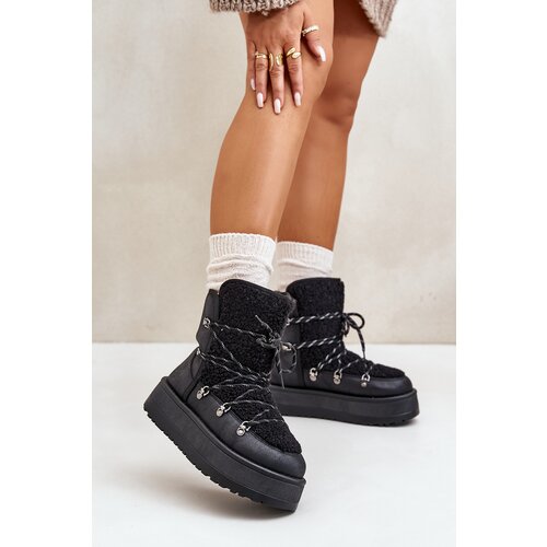 Boto Women's Snow Boots On Platform With Lacing Black Riaviana Cijene
