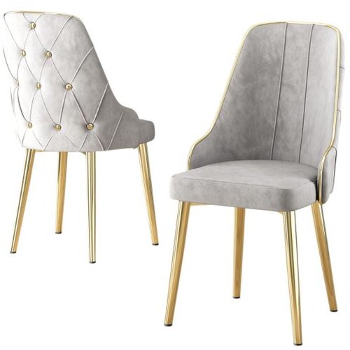 Hanah home set trpezarijskih stolica Krax 6 kom, siva tkanina Babyface, zlatne metalne noge Cene