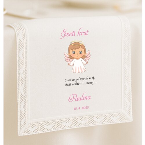  KRSTNI PRTIČEK z angelčkom v roza barvi KRSPRT 15 Cene