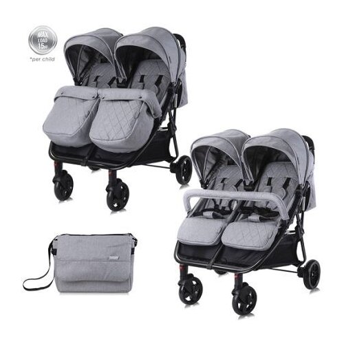 Lorelli kolica za blizance Duo s torbom, Cool Grey Slike