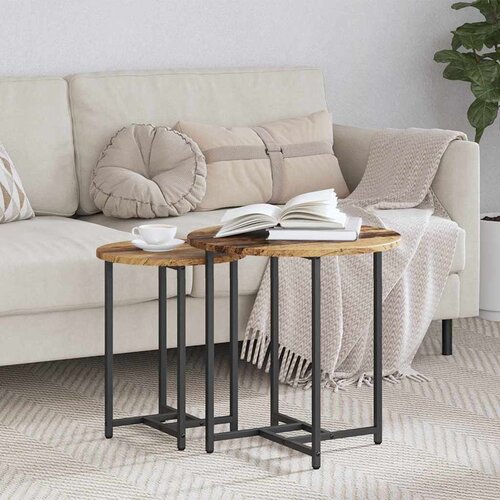  Set pomoćnih stolića 2 pcs Stari drvo i crna Cijene