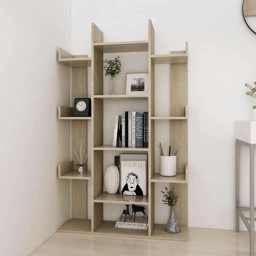VidaXL Knjižna omara sonoma hrast 86x25,5x140 cm iverna plo&amp;scaron;ča Slike