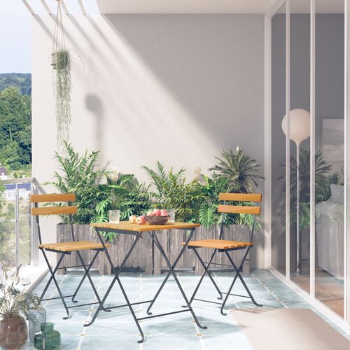  3-dijelni sklopivi bistro set od masivnog bagremovog drva Cene