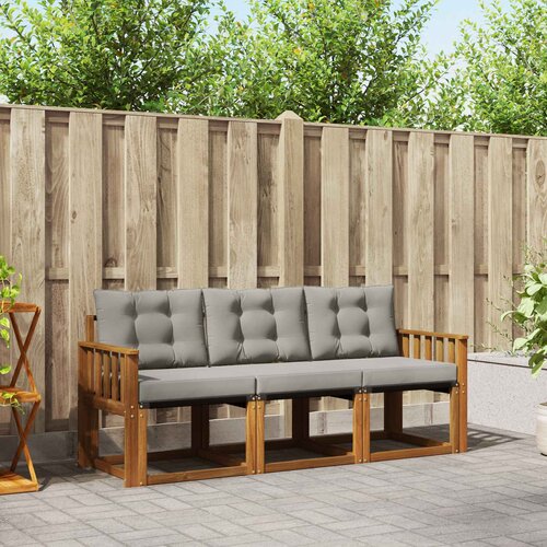  Set vanjskih sofa 3 kom. Prirodna i svijetlo siva Slike