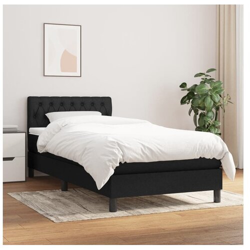  Box spring postelja z vzmetnico črna 100x200 cm blago Cene