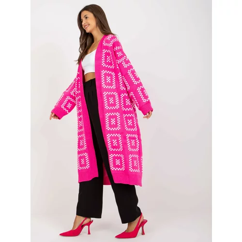 Fashion Hunters Fluo pink patterned cardigan without fastening RUE PARIS