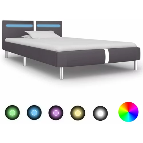  za krevet od umjetne kože s LED svjetlom sivi 90 x 200 cm