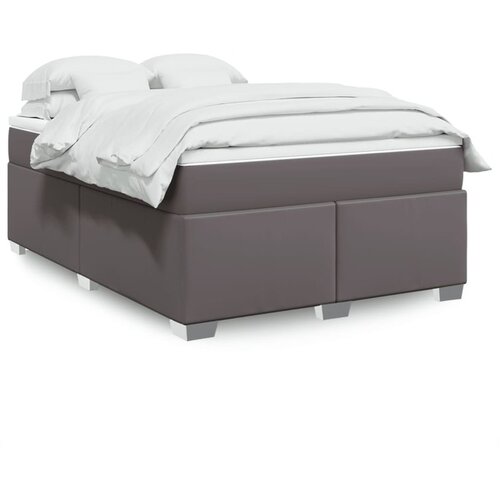 vidaXL Box spring postelja z vzmetnico siva 140x200 cm umetno usnje Cene