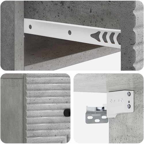  Noćni ormarić za montažu na zid Betonska siva 34,5 x 33 x 20 cm Slike