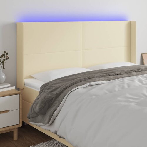 vidaXL LED uzglavlje krem 203 x 16 x 118/128 cm od umjetne kože Cijene