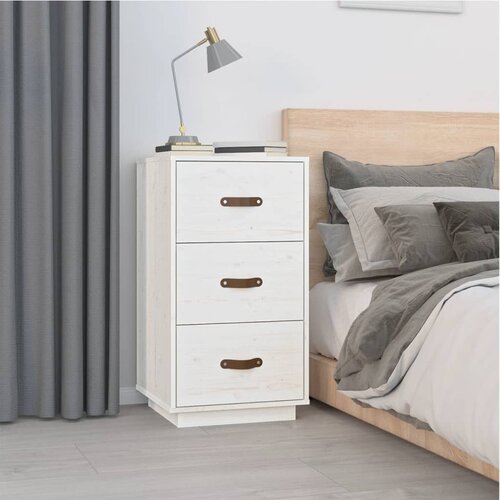 The Living Store Nočna omarica bela 40x40x75 cm trdna borovina - Nočna Omarica, (21420887) Slike