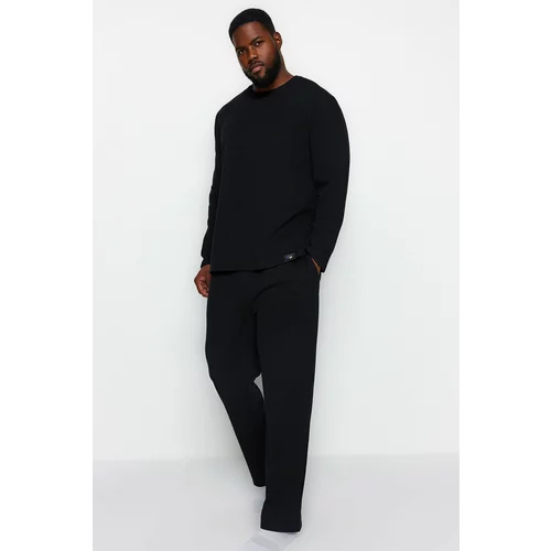Trendyol Plus Size Pajama Set - Black - Plain