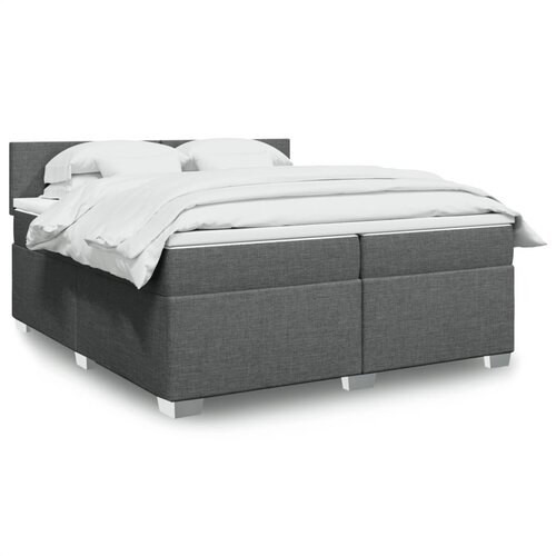 VidaXL Box spring postelja z vzmetnico temno siva 200x200 cm blago Slike