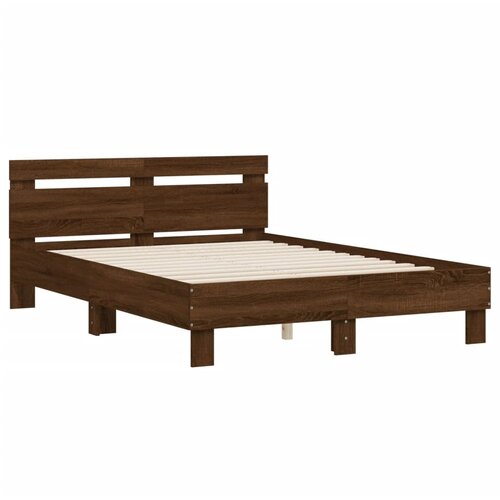 VidaXL Posteljni okvir z vzglavjem rjavi hrast 120x190 cm inž. les, (20978736) Slike