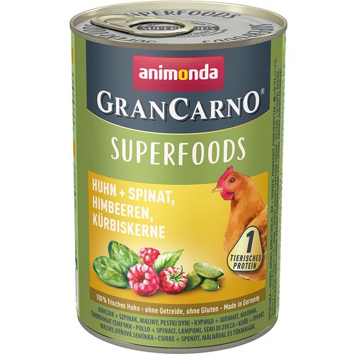 Animonda GranCarno Adult Superfoods 6 x 400 g - Piščanec + špinača, malina, bučna semena Cene