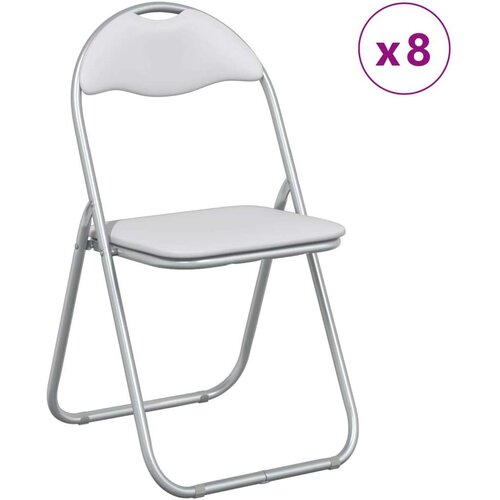  Sklopiva stolica 8 pcs Bijela i siva 48 x 43 5 x 81 cm - Bijela i siva 8 Slike