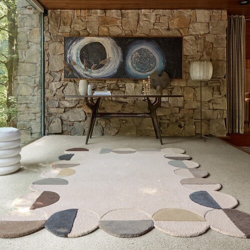 Flair Rugs Sivo-bež ročno tkana volnena preproga 160x230 cm Mia Scallop Frame &amp;ndash; Slike