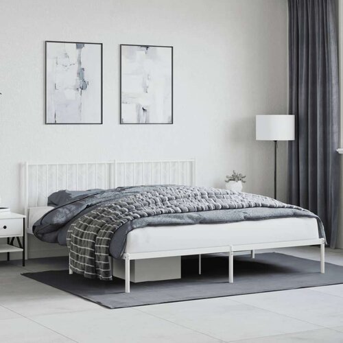 vidaXL Metalni okvir za krevet s uzglavljem bijeli 183x213 cm Cene