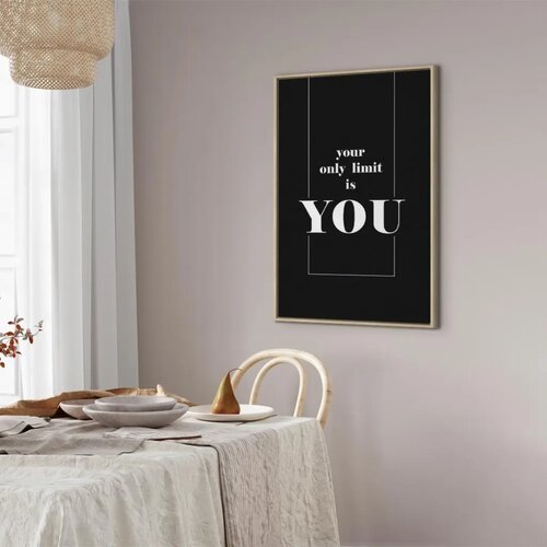  Slika - Key to Success (1-part) - Black and White English Inscriptions 60x90 U prirodnom drvenom okviru Slike