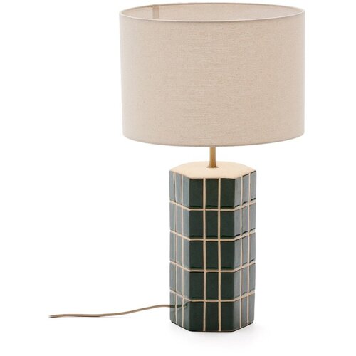 Kave Home Zelena/krem stolna lampa s tekstilnim sjenilom (visina 61,5 cm) Rue &amp;ndash; Slike