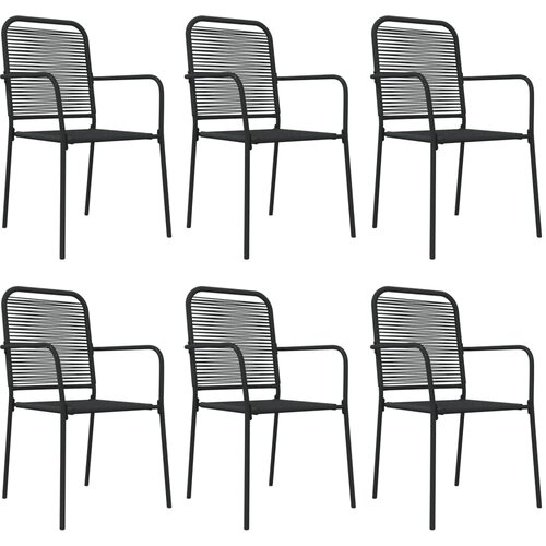  7-dijelni vrtni blagovaonski set crni pamučno uže i čelik Slike